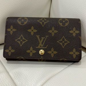 Louis Vuitton Brown Monogram Canvas Wallet with Gold Hardware